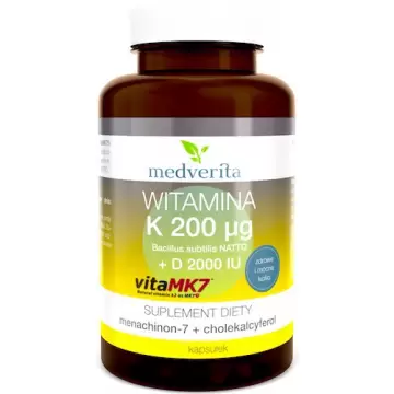 Medverita Witamina K2 200mcg + D3 2000IU 60kaps - suplement diety k-2 d-3