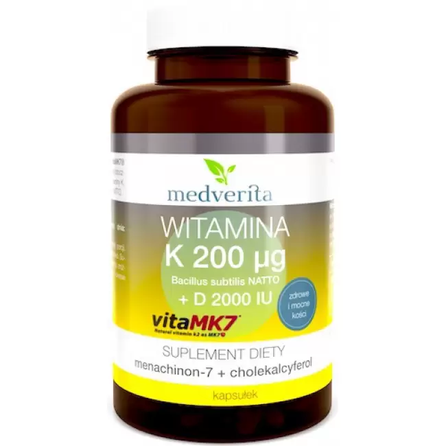 Medverita Witamina K2 200mcg + D3 2000IU 60kaps - suplement diety k-2 d-3