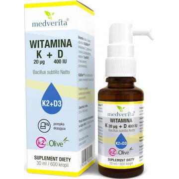 Medverita witamina K2 + D3 K2&Olive mk-7 20mcg + D3 400IU 30ml - suplement diety