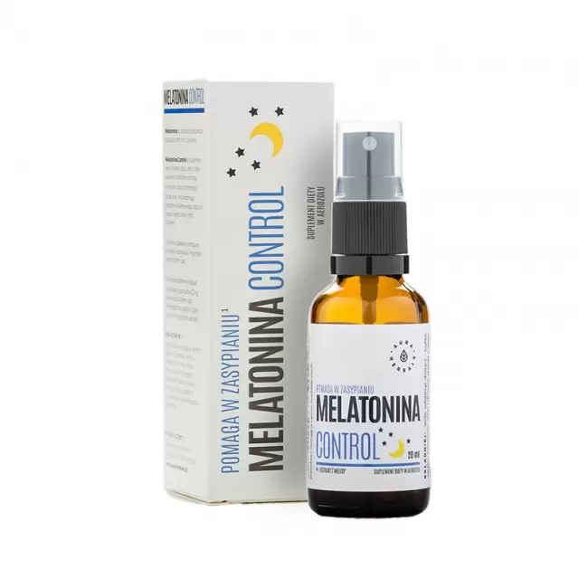 Aura Herbals Melatonina Control 1mg Melisa Ekstrakt 30ml krople - suplement diety zdrowy Sen Zasypianie Jet Lag