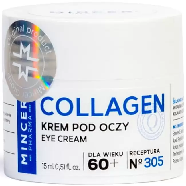 MINCER Pharma Collagen krem pod oczy 15ml - Kolagen odżywia poprawia jędrność nawilża wiek 60+