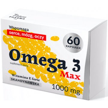 Natura Pharma Omega 3 Max 1000mg + Witamina E forte 60kaps Skandynawska - suplement diety WYPRZEDAŻ !