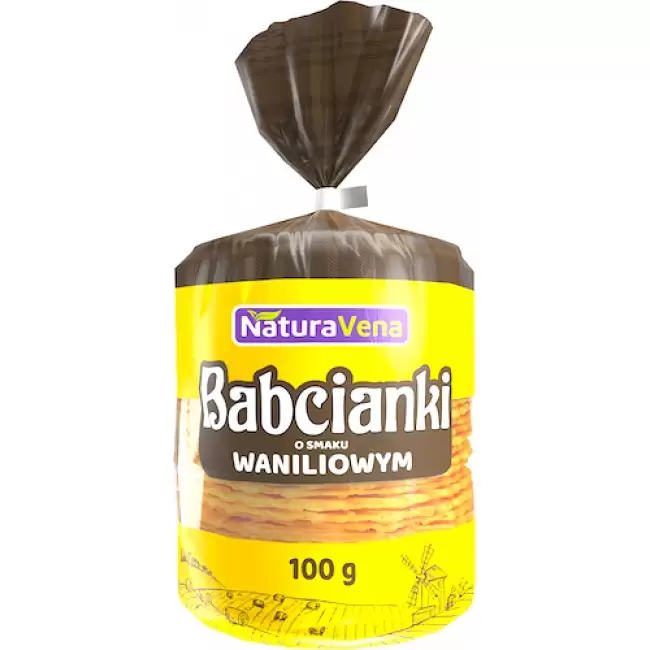NaturaVena Babcianki o smaku waniliowym 100g Wafelki naturalne