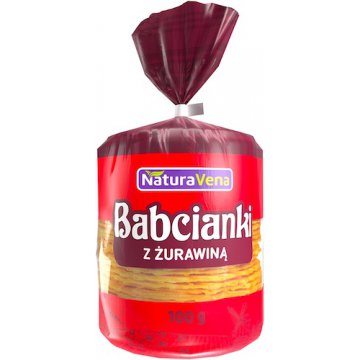 NaturaVena Babcianki z żurawiną 100g Wafelki naturalne