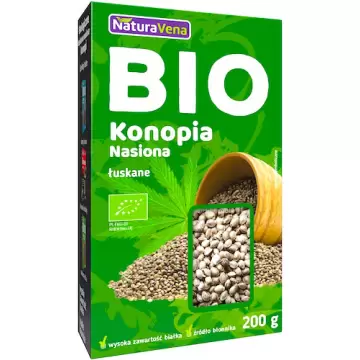 NaturaVena BIO Konopie nasiona łuskane ekologiczne 200g Cannabis sativa
