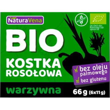 Naturavena BIO Kostka rosołowa warzywna organiczna 6szt - 66g kostki bezglutenowe