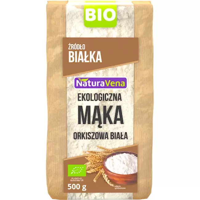 NaturaVena BIO Mąka Orkiszowa biała ekologiczna 500g vege typ 550