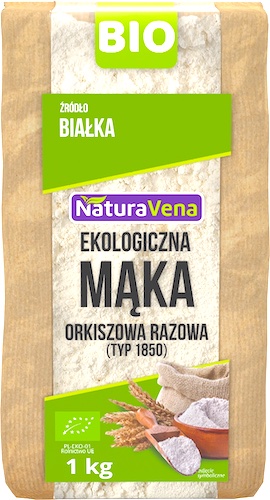 NaturaVena BIO Mąka Orkiszowa razowa ekologiczna 1kg vege typ 1850