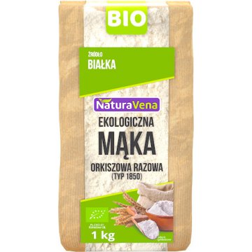 NaturaVena BIO Mąka Orkiszowa razowa ekologiczna 1kg vege typ 1850