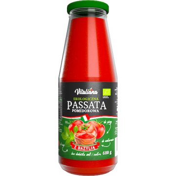 NaturaVena BIO Passata pomidorowa z bazylią ekologiczna 680g bez soli i cukru