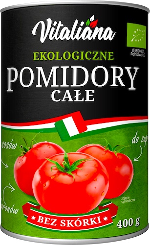 NaturaVena BIO Pomidory całe ekologiczne 400g vege włoskie bez skórki