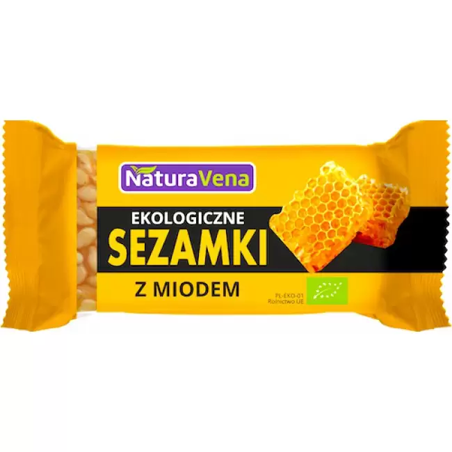 NaturaVena BIO Sezamki z miodem 27g Sezam Miód Ekologiczne