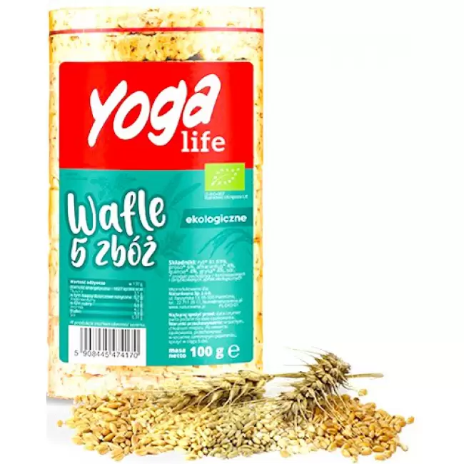 NaturaVena BIO Wafle Yoga life 5 zbóż 100g vege bezglutenowe ekologiczne