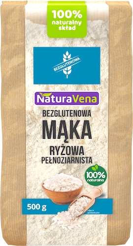 NaturaVena Mąka ryżowa pełnoziarnista bezglutenowa 500g vege
