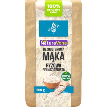 NaturaVena Mąka ryżowa pełnoziarnista bezglutenowa 500g vege