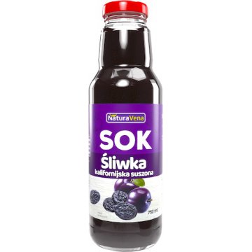 NaturaVena Sok z suszonych śliwek kalifornijskich 750ml vege śliwkowy naturalny