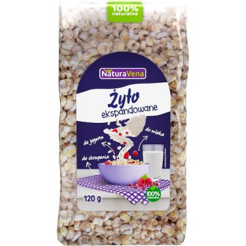 NaturaVena Żyto ekspandowane 120g Do chrupania lub mleka