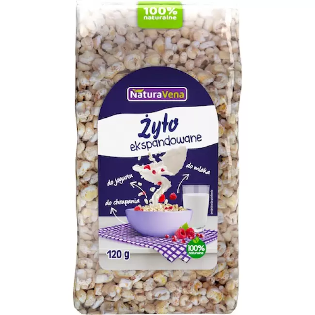 NaturaVena Żyto ekspandowane 120g Do chrupania lub mleka