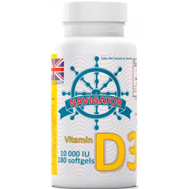 Navigator Witamina D3 10.000IU 180softgels - suplement diety 100% naturalna z lanoliny