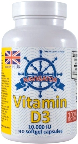 Navigator Witamina D3 10.000IU 90softgels - suplement diety 100% naturalna z lanoliny