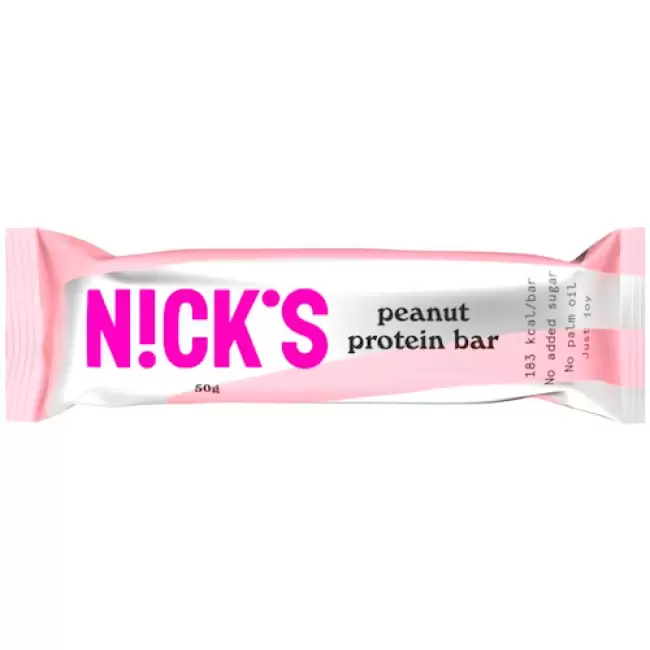 NICKS Penaut Protein Bar 50g Baton Proteinowy z orzechami ziemnymi i karmelem Bez dodatku cukru