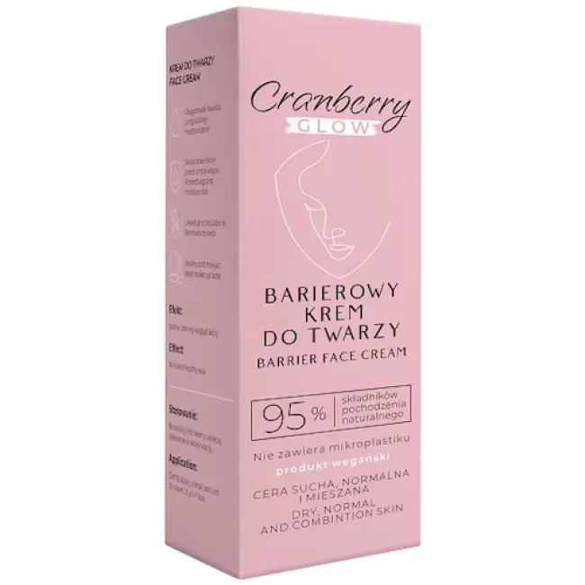NOVA GOCranberry Barierowy krem do twarzy na dzień 50ml vege Naturalny Nawilżenie Ochrona pod Makijaż Łagodzący