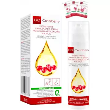 NOVA GOCranberry Intensywne nawilżające serum przeciwzmarszczkowe na noc 30ml Żurawinowe, Hipoalergiczne, Gratis