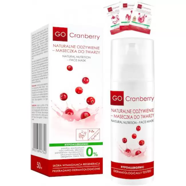 NOVA GOCranberry Maseczka do twarzy naturalne odżywienie 50ml Żurawinowa, Hipoalergiczna, Gratis