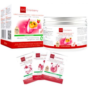 NOVA GOCranberry Maska do włosów zniszczonych modelowaniem, farbowaniem 180ml Żurawinowa, Hipoalergiczna, Gratis