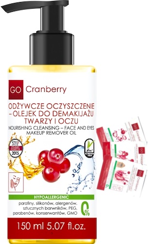 NOVA GOCranberry Odżywcze oczyszczanie Olejek do demakijażu twarzy i oczu 150ml vege Żurawinowy, Hipoalergiczny, Gratis