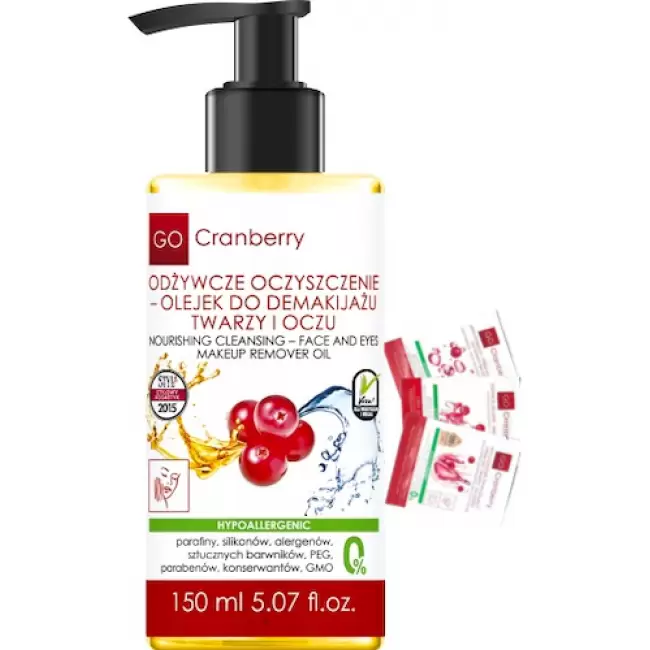 NOVA GOCranberry Odżywcze oczyszczanie Olejek do demakijażu twarzy i oczu 150ml vege Żurawinowy, Hipoalergiczny, Gratis
