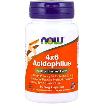 NOW FOODS Acidophilus 4x6 60kaps vege - suplement diety Probiotyk 6 szczepów x 4mld CFU