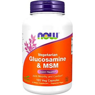 NOW FOODS Glucosamine & MSM 120tabs vege - suplement diety Glukozamina+MSM, Stawy