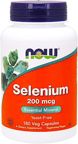 NOW FOODS Selen 200mcg 180kaps vege Selenometionina - suplement diety Tarczyca, Odporność