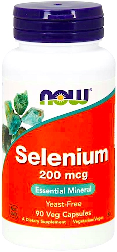 NOW FOODS Selen 200mcg 90kaps vege Selenometionina - suplement diety Tarczyca, Odporność