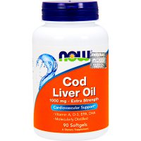 NOW FOODS Tran Cod Liver Oil Extra 1000mg 90kaps - suplement diety A, D-3, EPA, DHA