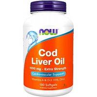 NOW FOODS Tran Cod Liver Oil Extra 1000mg 180kaps - suplement diety A, D-3, EPA, DHA