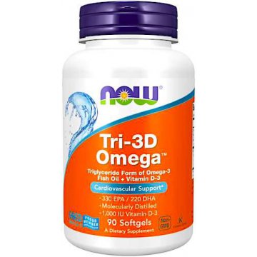 NOW FOODS Tri-3 D Omega 3 90kaps - suplement diety D-3, Kwasy DHA EPA