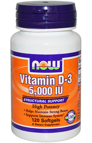NOW FOODS Witamina D-3 5.000 IU 120 softgels - suplement diety