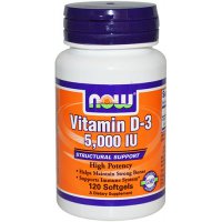 NOW FOODS Witamina D-3 5.000 IU 120 softgels - suplement diety
