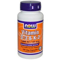 NOW FOODS Witamina D-3 & K2 1.000IU/45mcg 120veg kaps - suplement diety