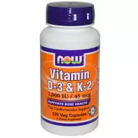 NOW Food Witamina D-3 & K2 1.000 IU / 45 mcg 120 veg. kaps. - suplement diety WYPREZEDAŻ - KRÓTKA DATA !