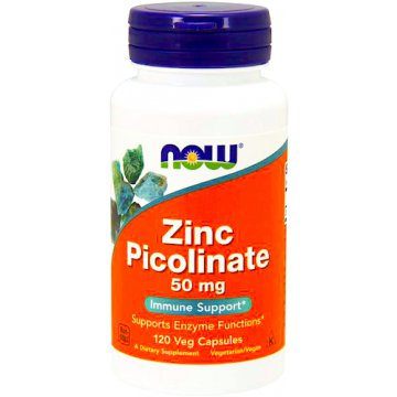NOW FOODS Zinc Pikoliniate Cynk Pikolinian 50mg 120kaps vege - suplement diety Odporność