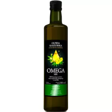 Oleje Kaszubskie Omega Mix Omega-3 Omega-6 Tłoczony na Zimno z Pierwszego Tłoczenia 250ml szkło