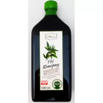 OlVita Olej konopny tłoczony na zimno nieoczyszczony 500ml Omega-3 GLA SDA