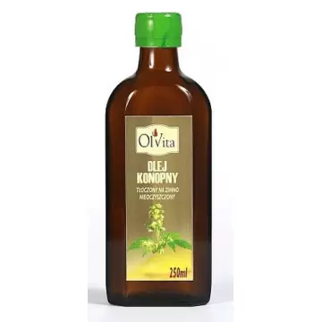 OlVita Olej konopny tłoczony na zimno nieoczyszczony 250ml Omega-3 GLA SDA