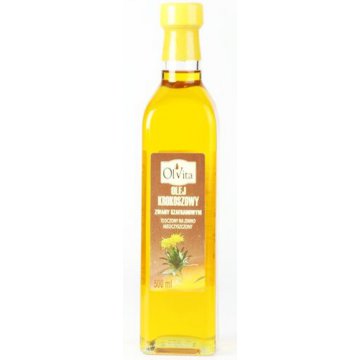 OlVita Olej Krokoszowy tłoczony na zimno nieoczyszczony 500ml Szafranowy