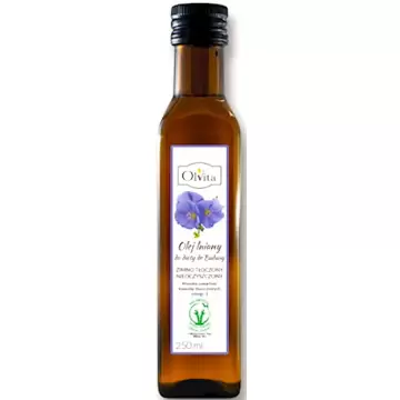 OlVita Olej lniany dieta Dr Budwig tłoczony na zimno nieoczyszczony 250ml  Omega-3