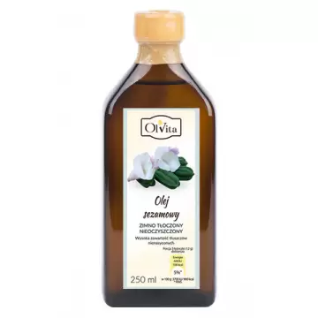 OlVita Olej sezamowy tłoczony na zimno nieoczyszczony 250ml NNKT