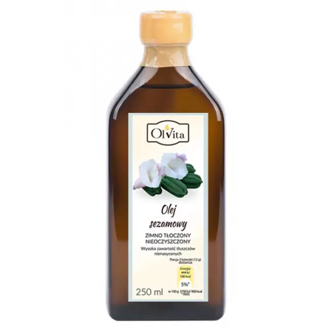 OlVita Olej sezamowy tłoczony na zimno nieoczyszczony 250ml NNKT
